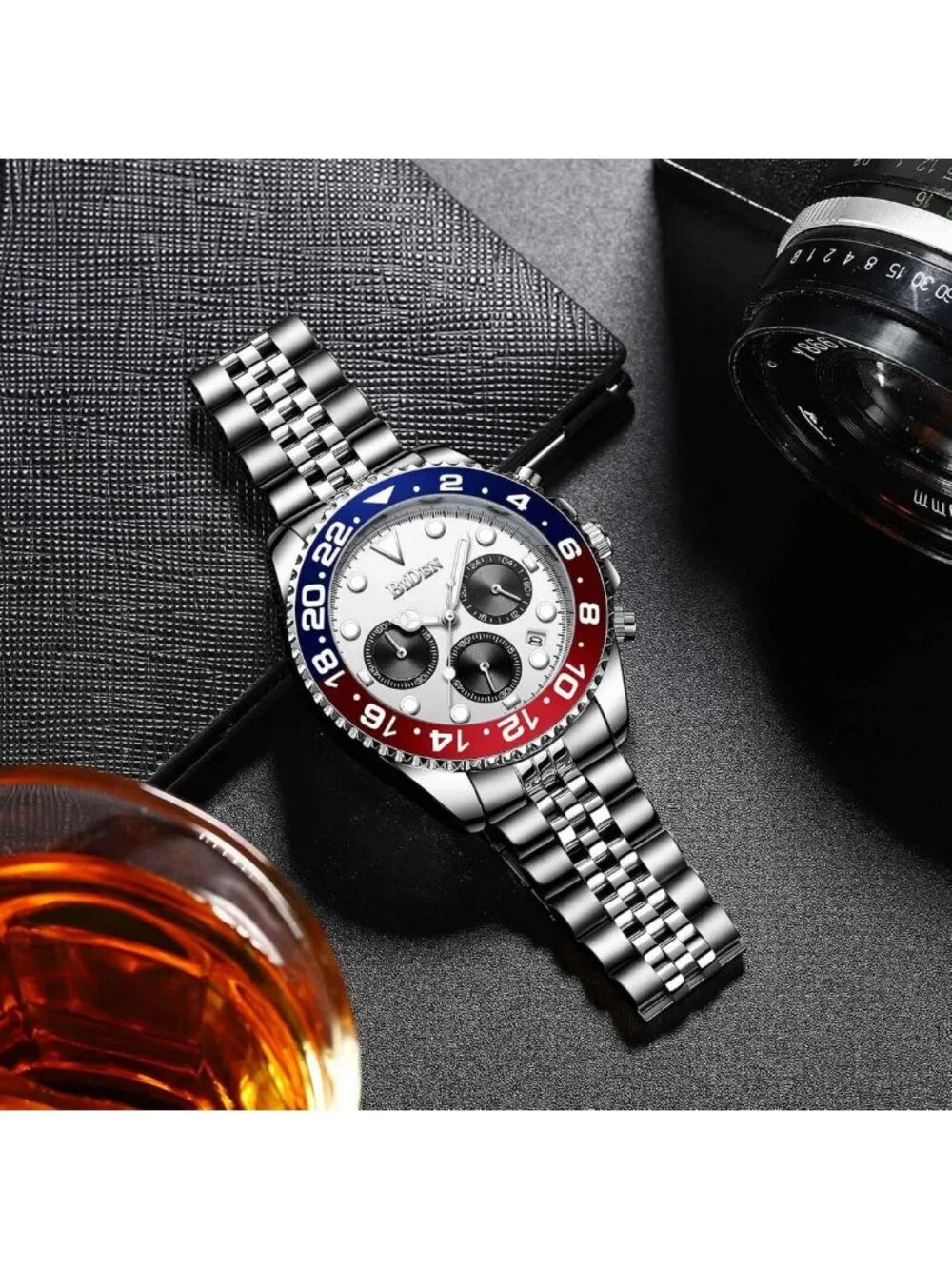 Luxury Stainless Steel Men's Watch - Luminous Analog Chronograph, Stylish
